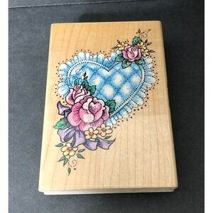 Stampendous Rubber Stamp Stitched Rose Heart P02 Valentine's Day Love Floral